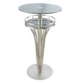 Armenartfurniture Yukon Contemporary Bar Table In Stainless Steel And Gray Frosted Tempered Glass LCYUBTB201TO